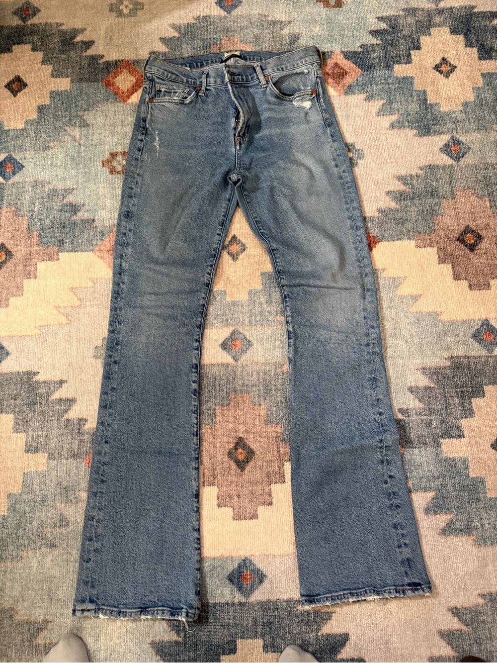 Citizens Of Humanity Blue Flared Wide-Leg Jeans